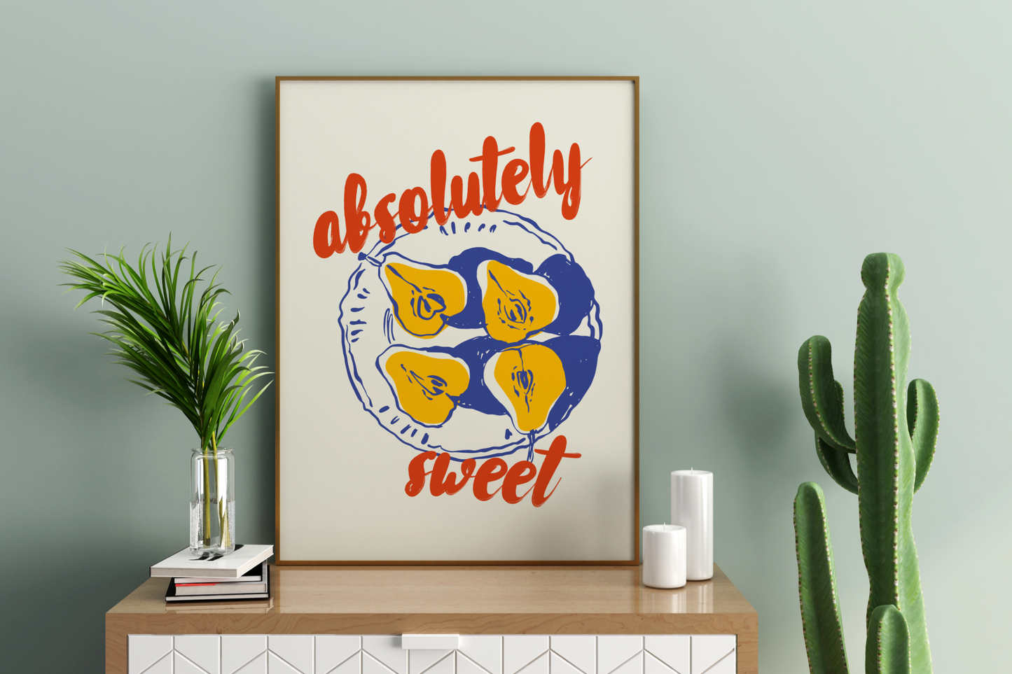 Absolutely Sweet Pears Illustrated Food Print Poster - Pitchers Design