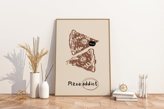 Pizza Addict Illustrated Food Print Poster - Pitchers Design