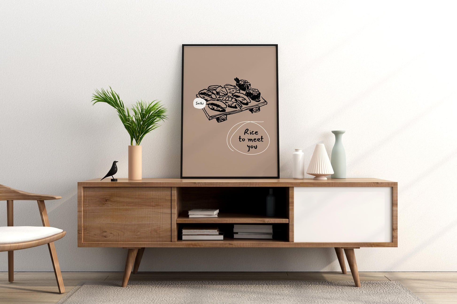 Rice to Meet You Sushi Illustrated Food Print Poster - Pitchers Design