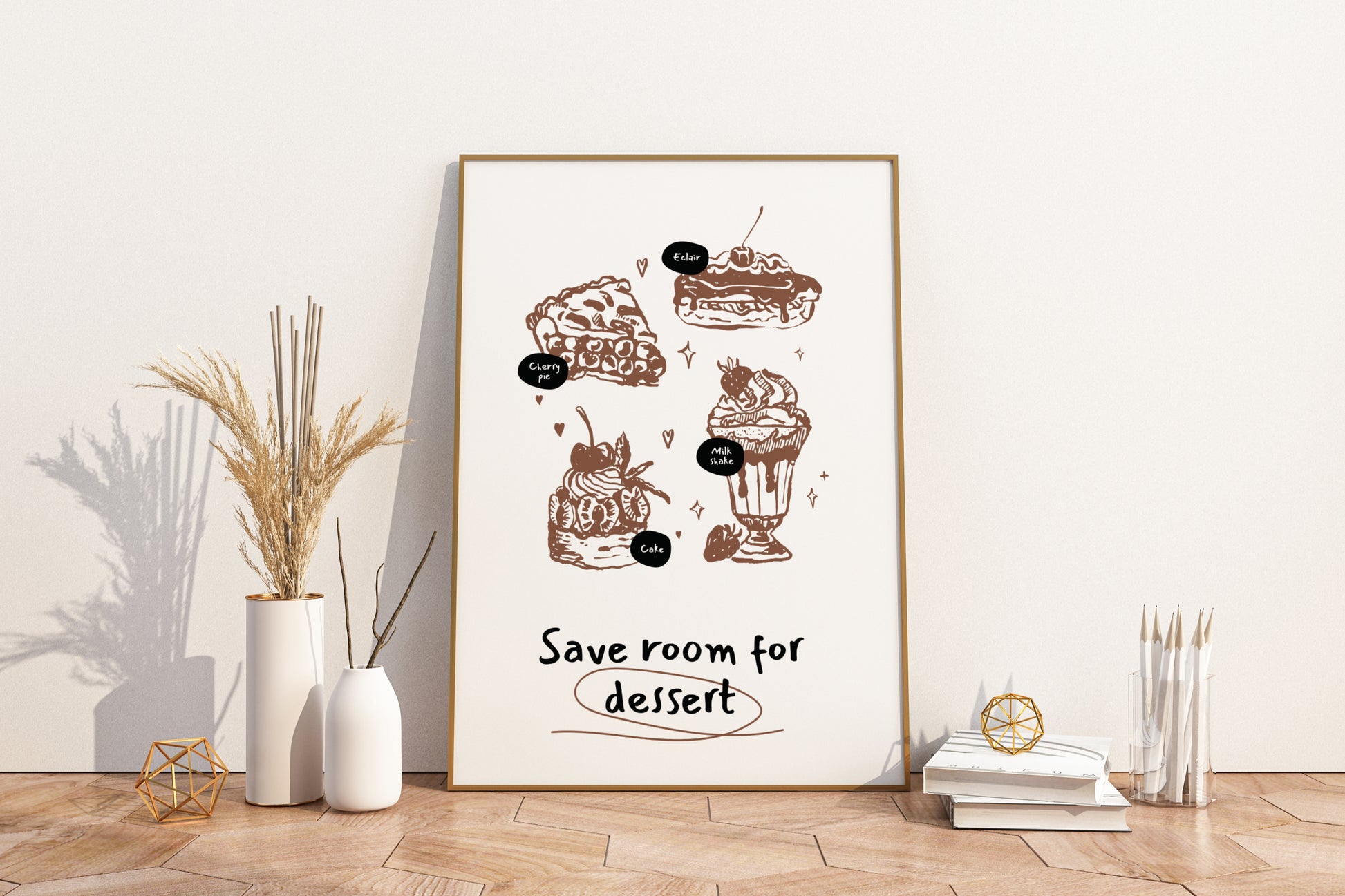 Save Room for Dessert Illustrated Food Print Poster - Pitchers Design