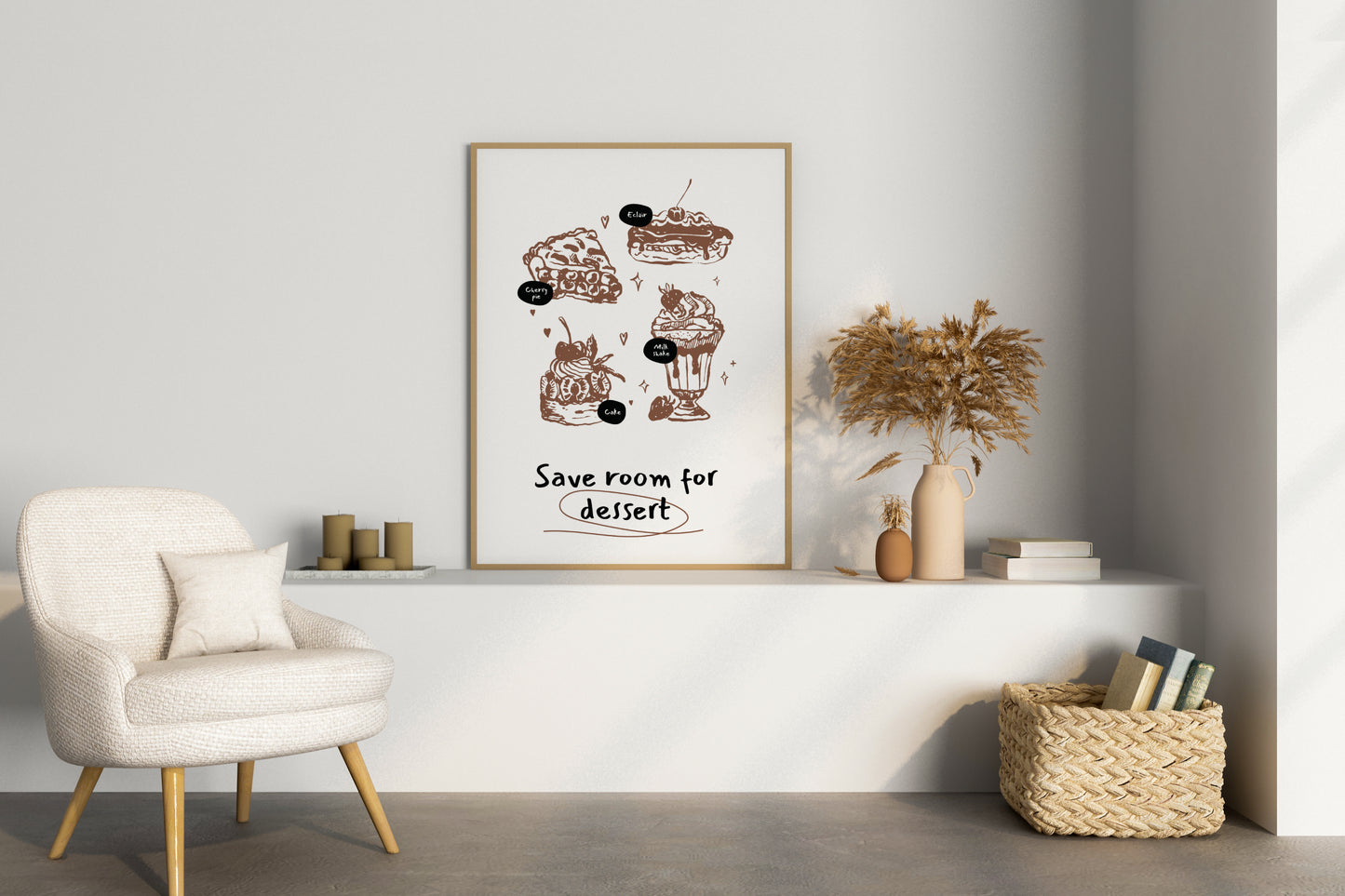 Save Room for Dessert Illustrated Food Print Poster - Pitchers Design