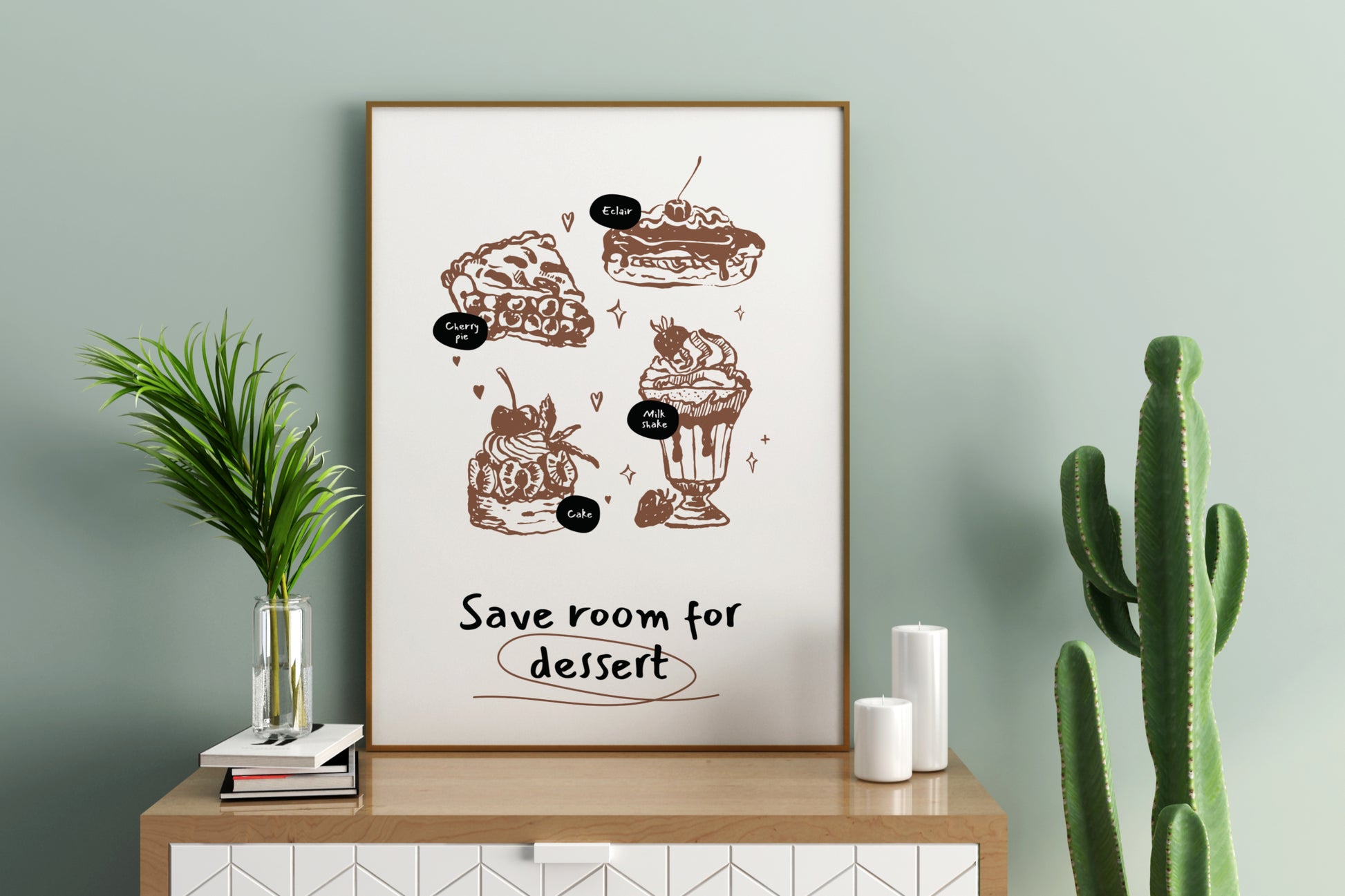 Save Room for Dessert Illustrated Food Print Poster - Pitchers Design