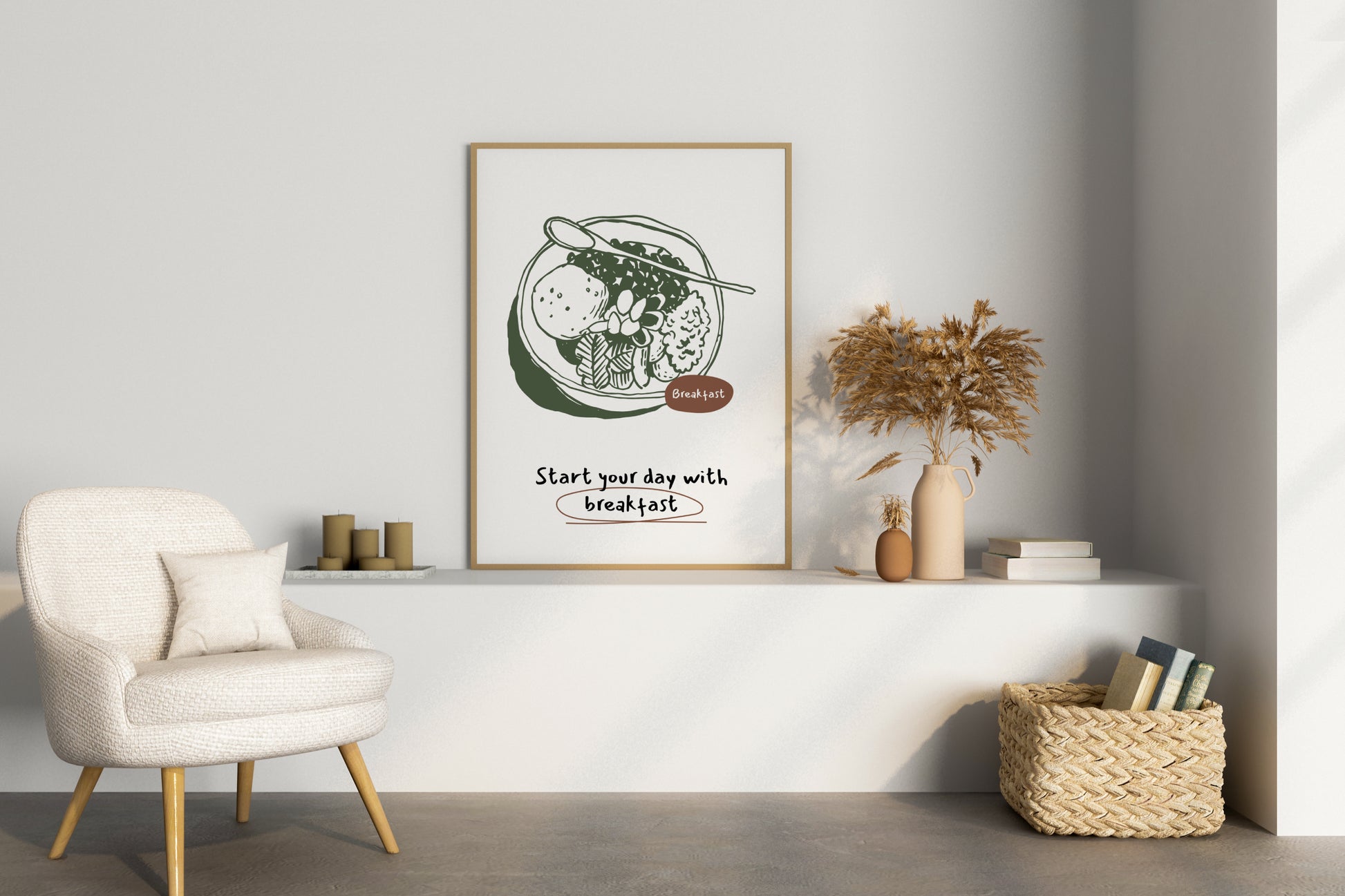 Start Your Day with Breakfast Illustrated Food Print Poster - Pitchers Design