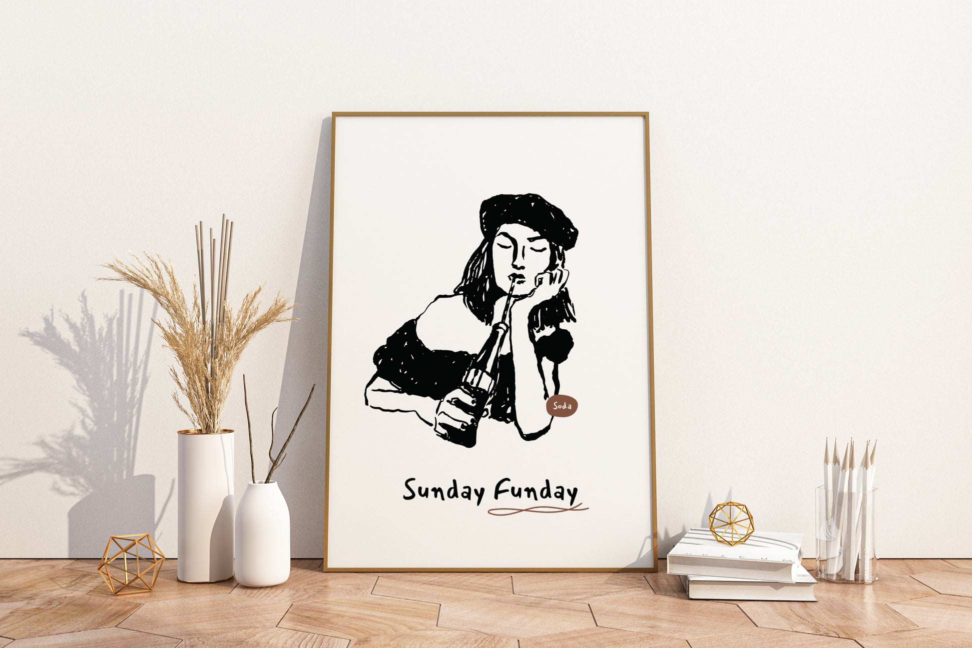 Sunday Funday Illustrated Food Print Poster - Pitchers Design