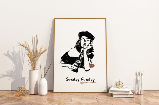 Sunday Funday Illustrated Food Print Poster - Pitchers Design