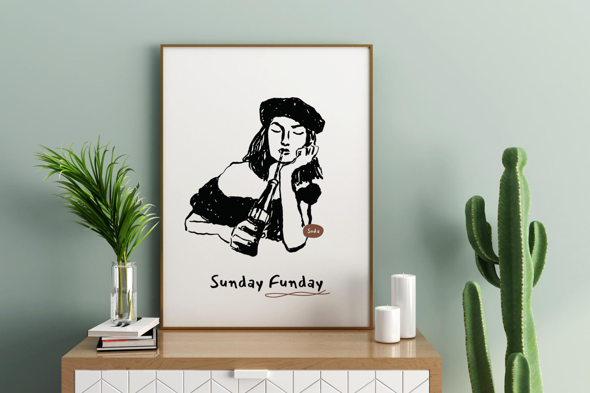 Sunday Funday Illustrated Food Print Poster - Pitchers Design