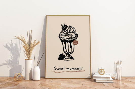 Sweet Moments - Milkshake Illustrated Food Print Poster - Pitchers Design