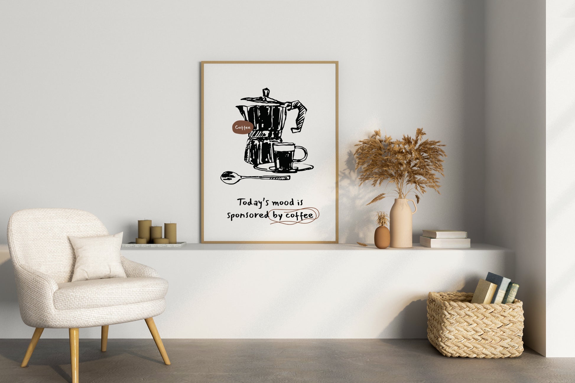 Today's Mood in Sponsored by Coffee Illustrated Food Print Poster - Pitchers Design