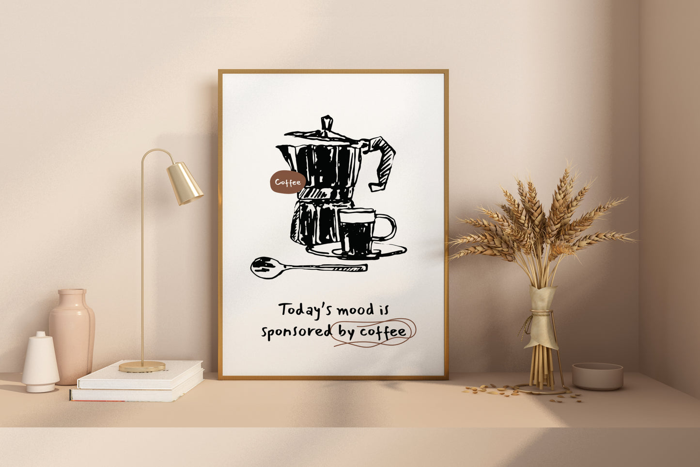 Today's Mood in Sponsored by Coffee Illustrated Food Print Poster - Pitchers Design