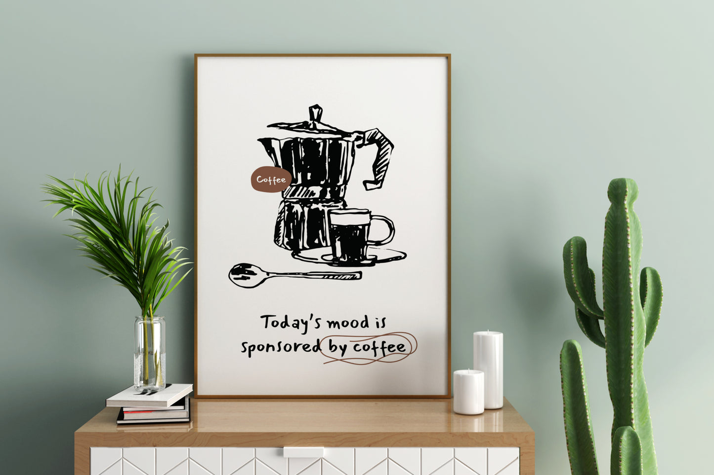 Today's Mood in Sponsored by Coffee Illustrated Food Print Poster - Pitchers Design