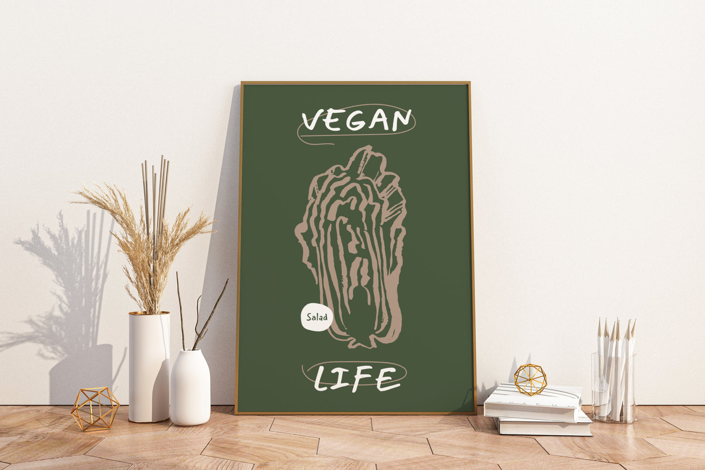 Vegan Life - Salad Illustrated Food Print Poster - Pitchers Design