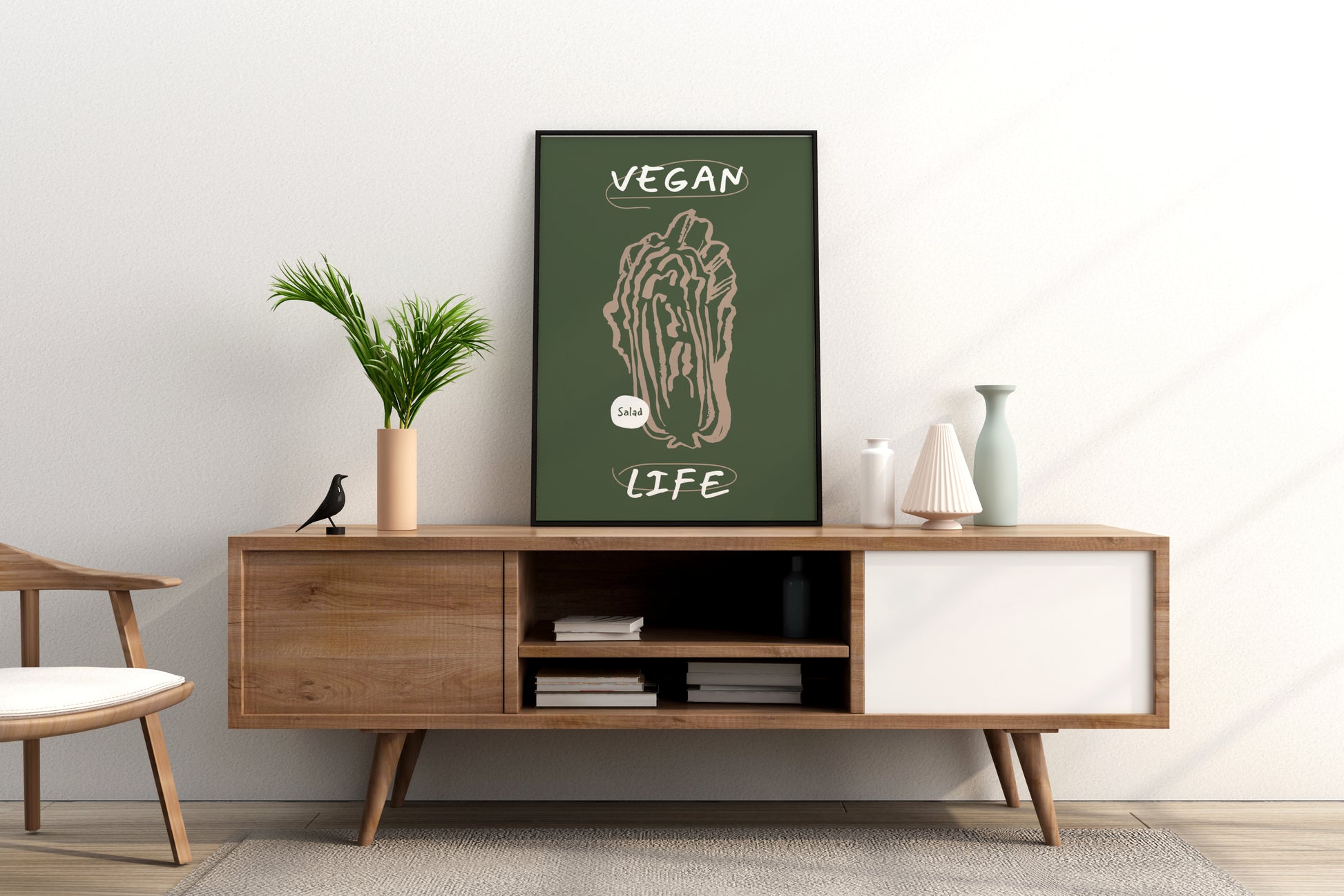 Vegan Life - Salad Illustrated Food Print Poster - Pitchers Design