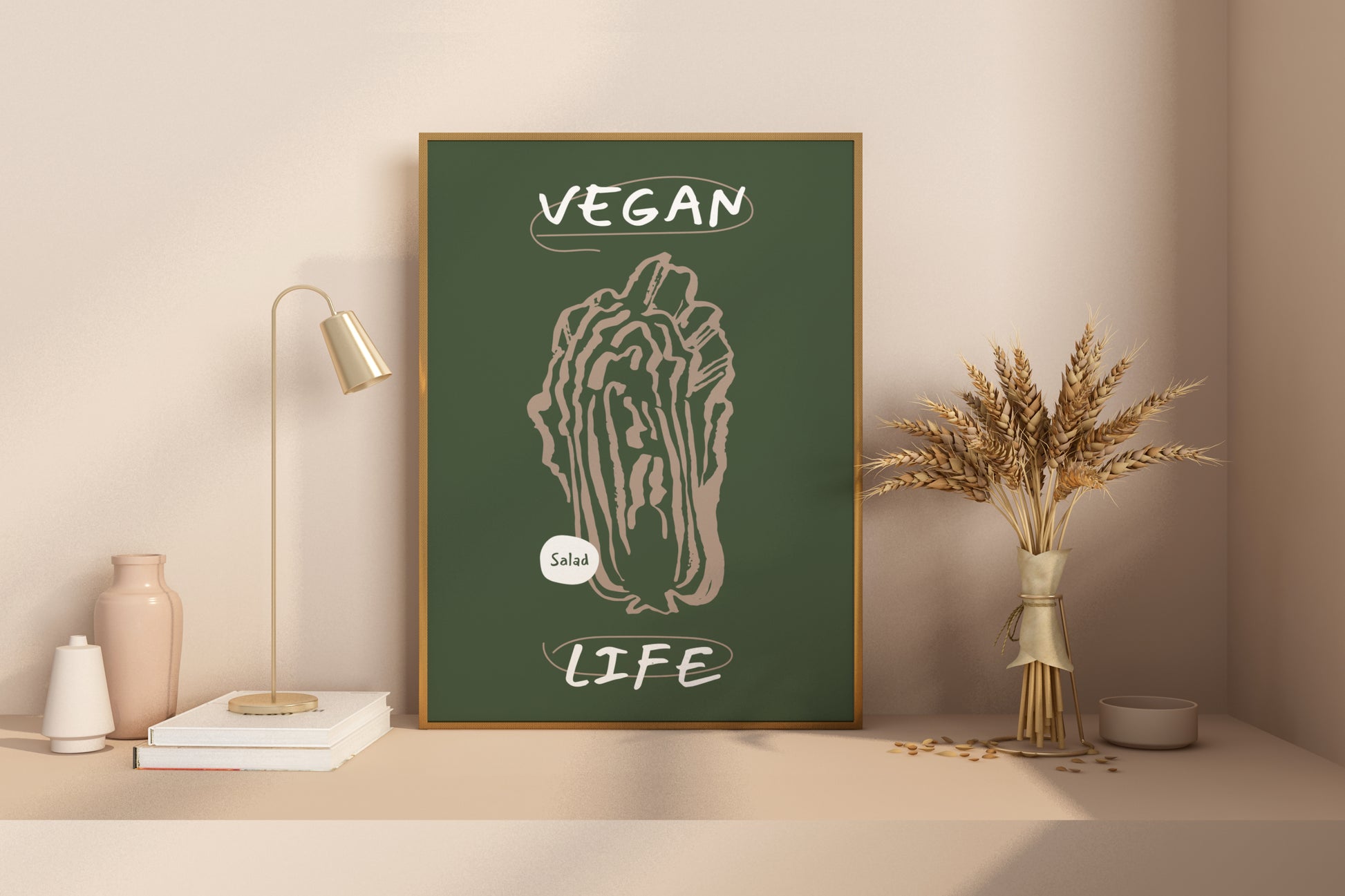 Vegan Life - Salad Illustrated Food Print Poster - Pitchers Design