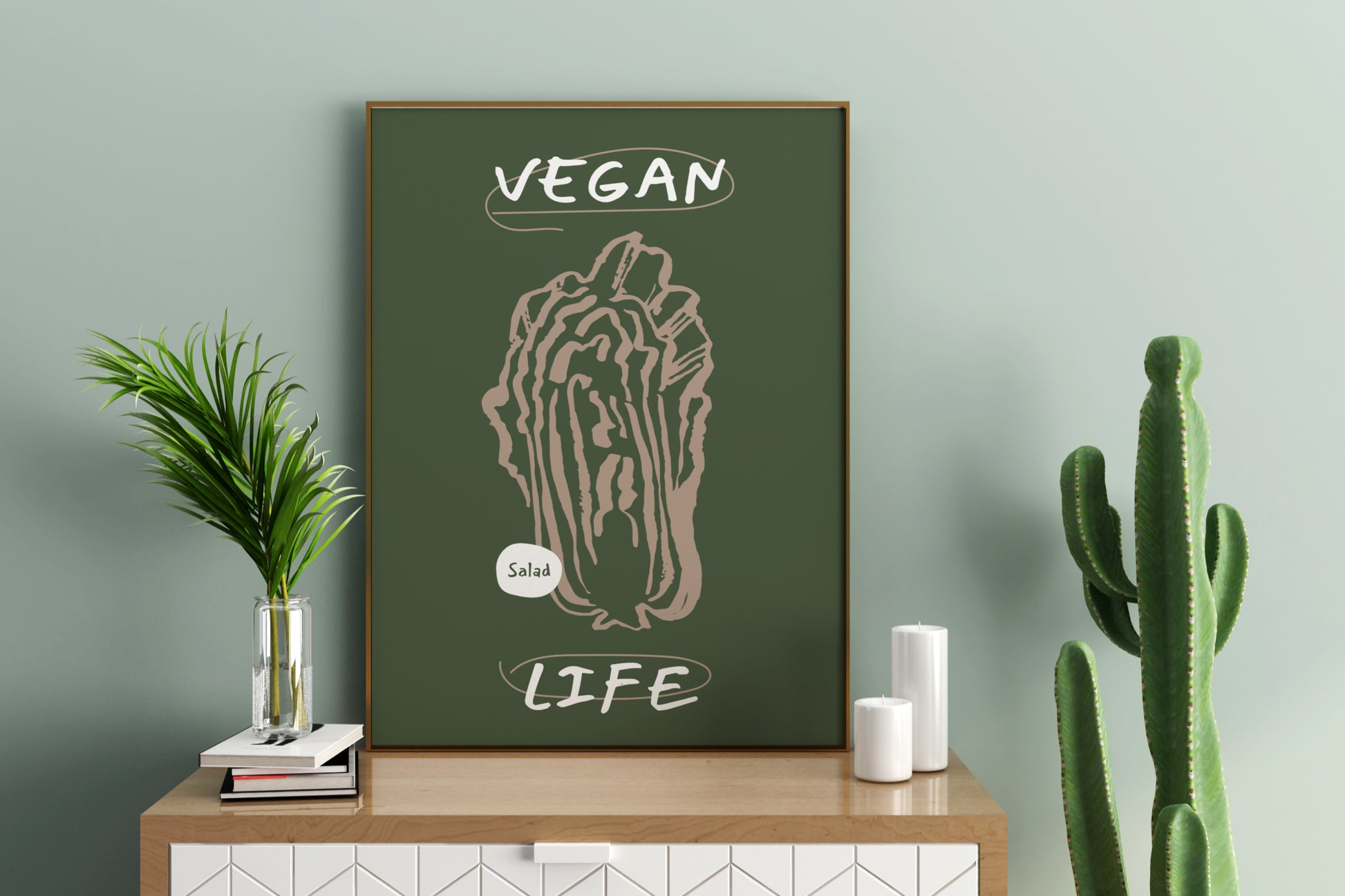 Vegan Life - Salad Illustrated Food Print Poster - Pitchers Design