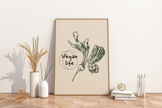 Vegan Life Illustrated Food Print Poster - Pitchers Design