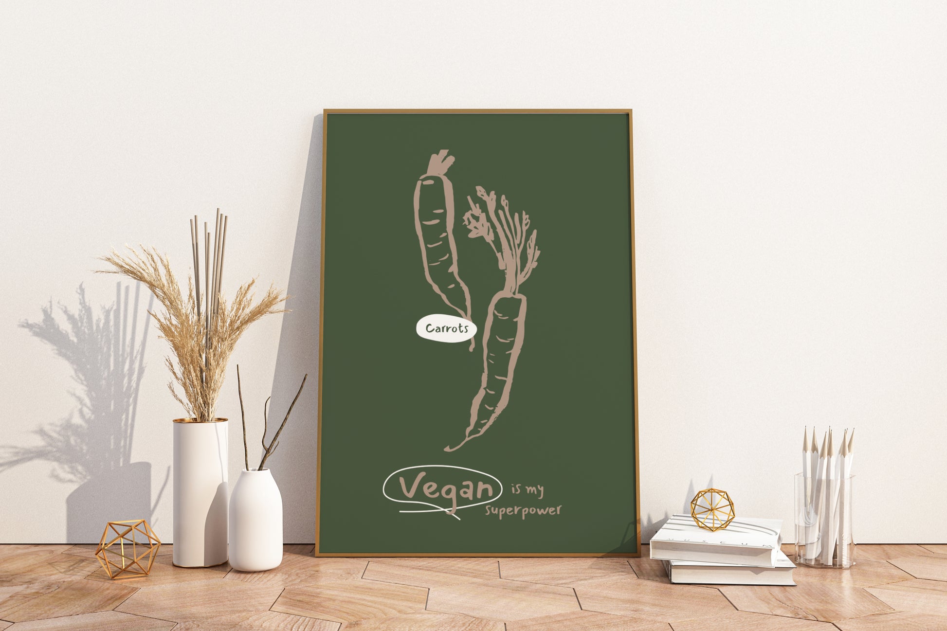 Vegan is my Superpower Illustrated Food Print Poster - Pitchers Design