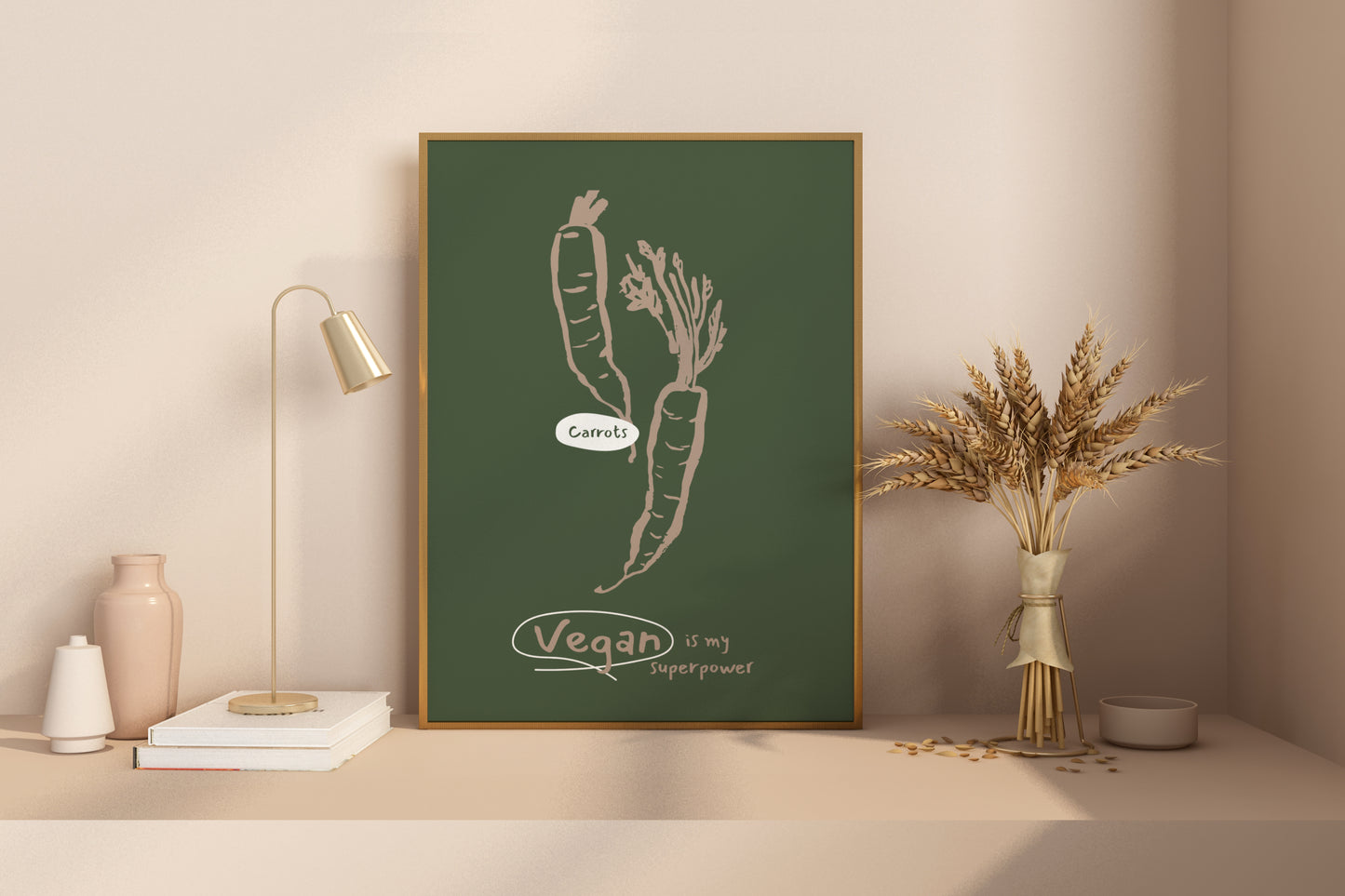 Vegan is my Superpower Illustrated Food Print Poster - Pitchers Design