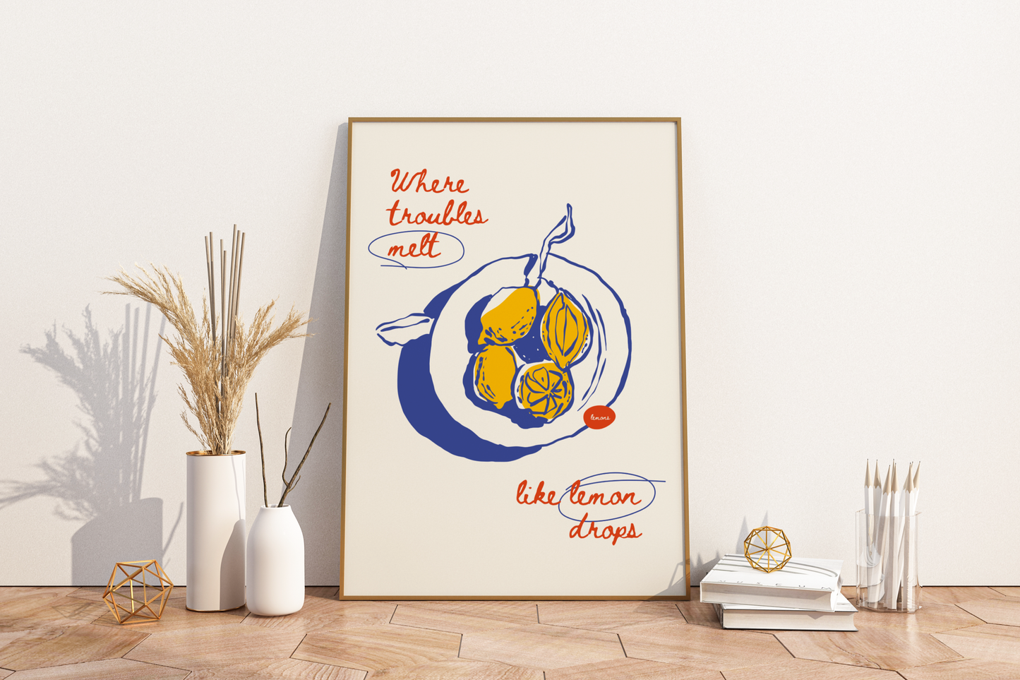 Lemon Pun Illustrated Food Print Poster - Pitchers Design