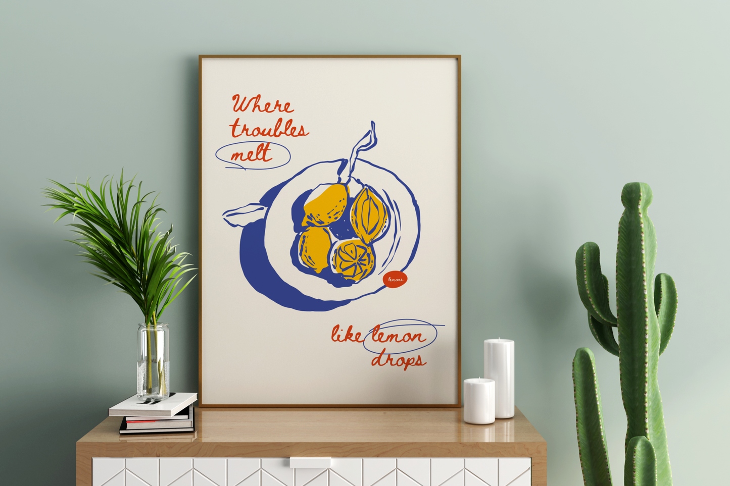 Lemon Pun Illustrated Food Print Poster - Pitchers Design