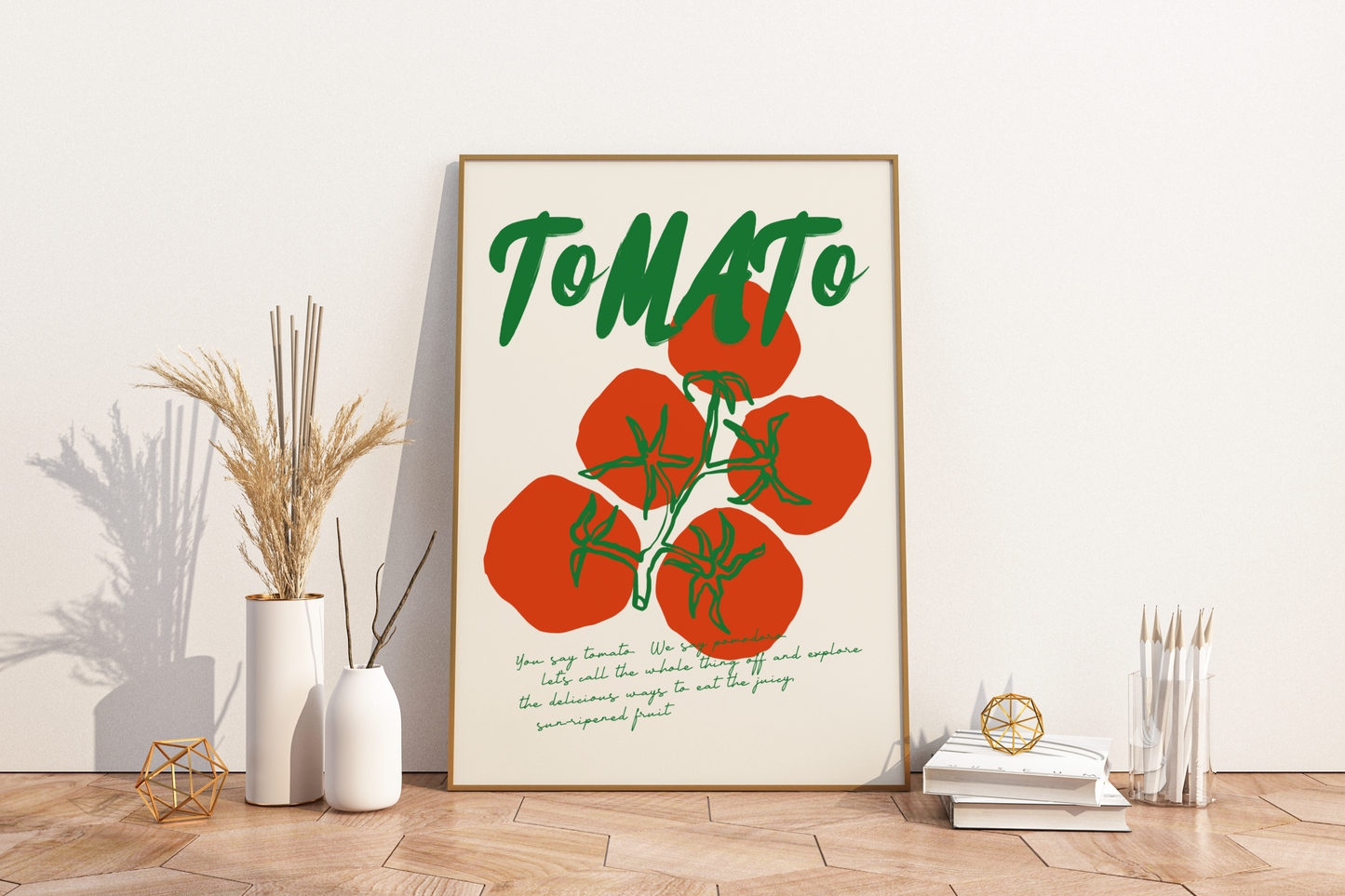 Tomato Pun Illustrated Food Print Poster - Pitchers Design