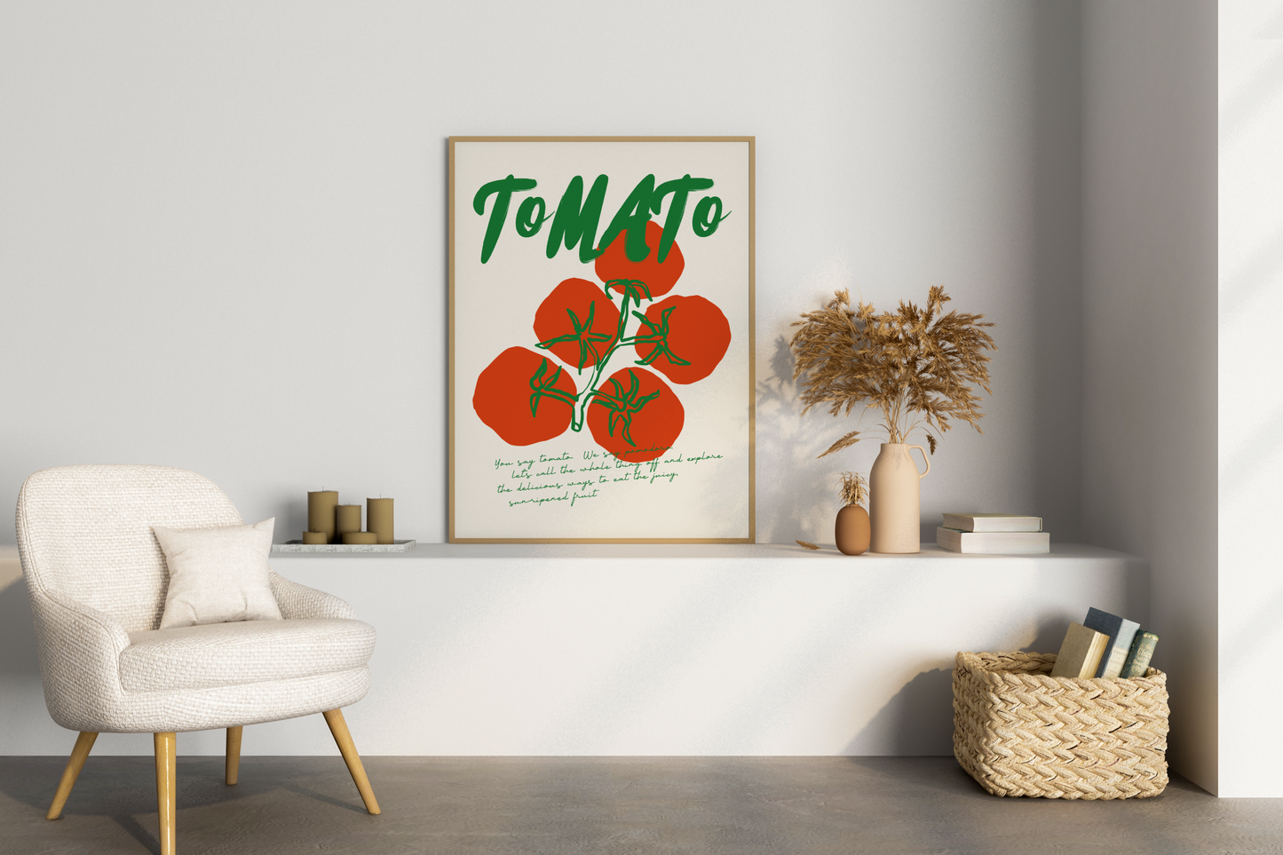 Tomato Pun Illustrated Food Print Poster - Pitchers Design