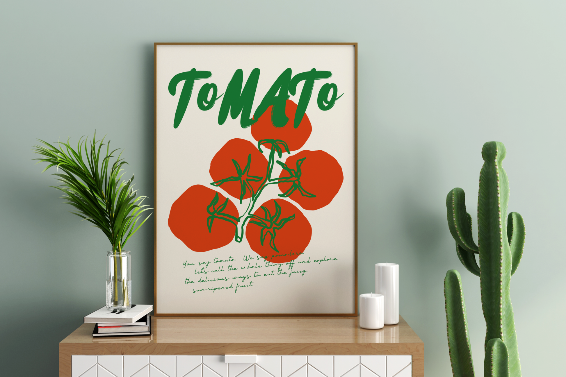 Tomato Pun Illustrated Food Print Poster - Pitchers Design