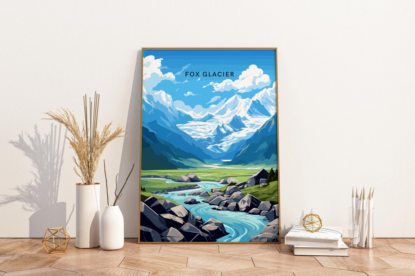 Fox Glacier South Island New Zealand Travel Print Poster - Pitchers Design