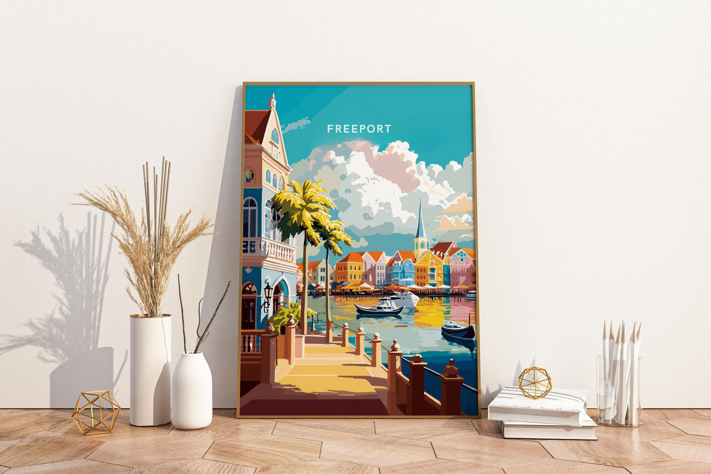 Freeport The Bahamas Travel Print Poster - Pitchers Design