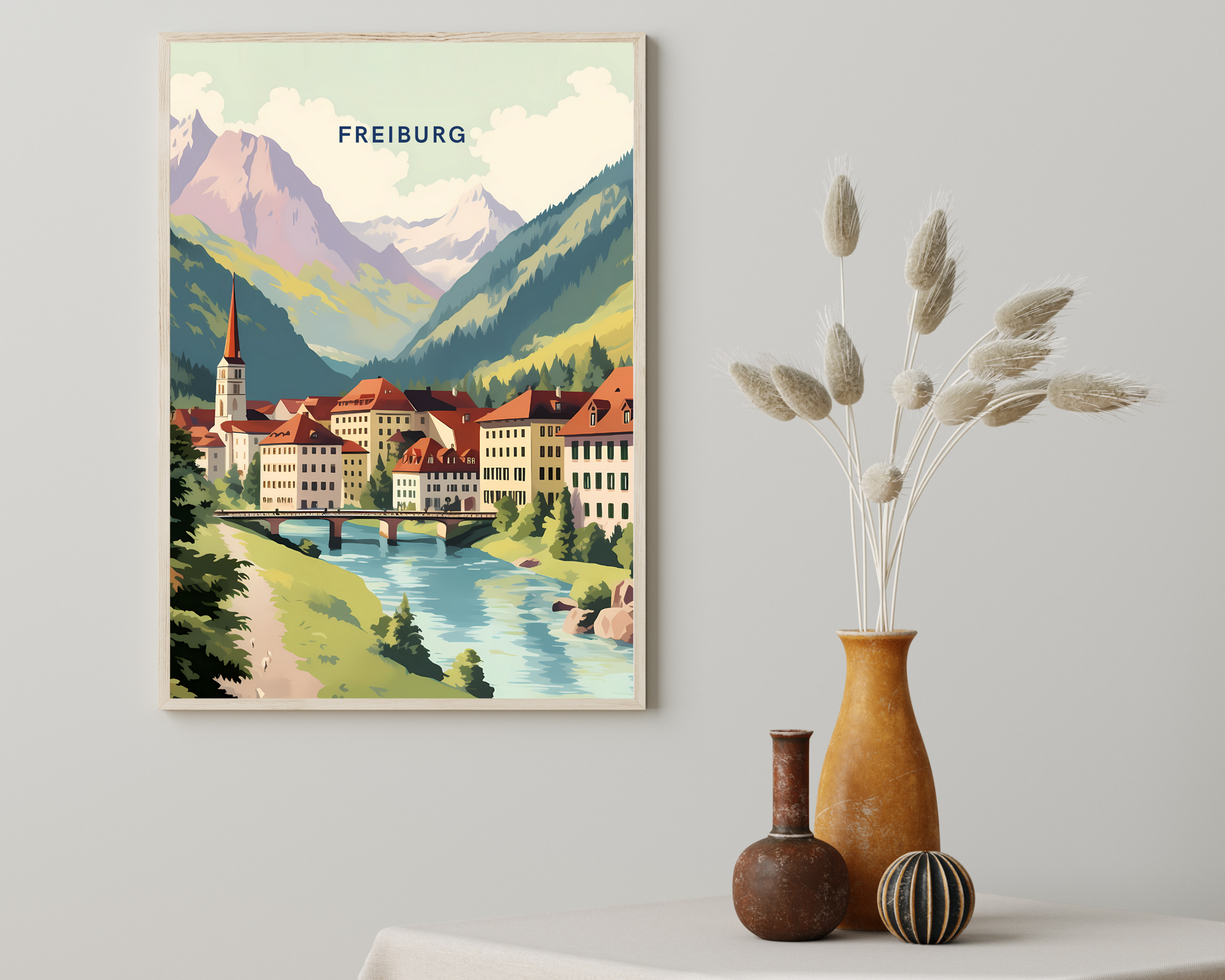 Freiburg Germany Travel Poster Print - Pitchers Design