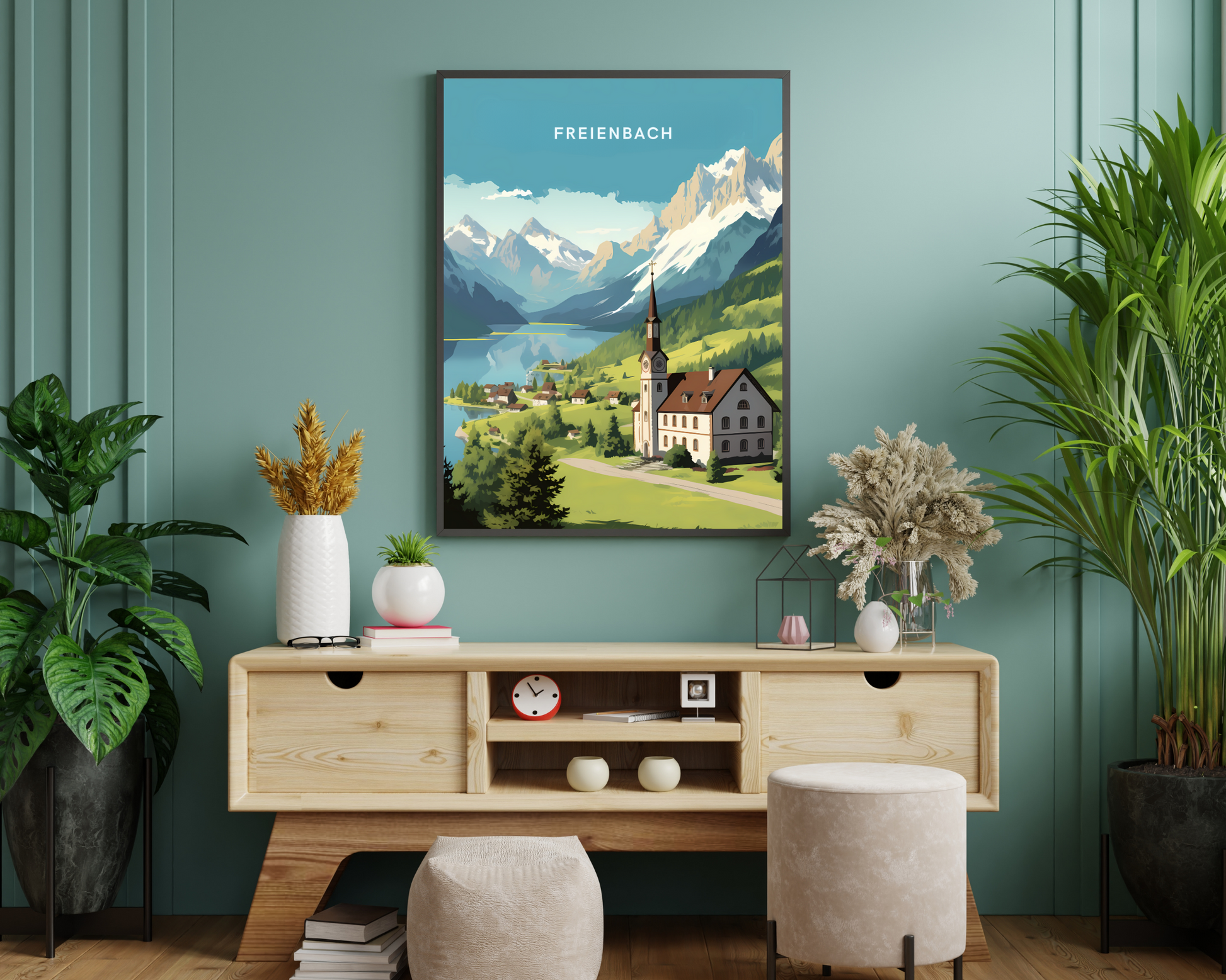 Freienbach Switzerland Travel Poster Print - Pitchers Design