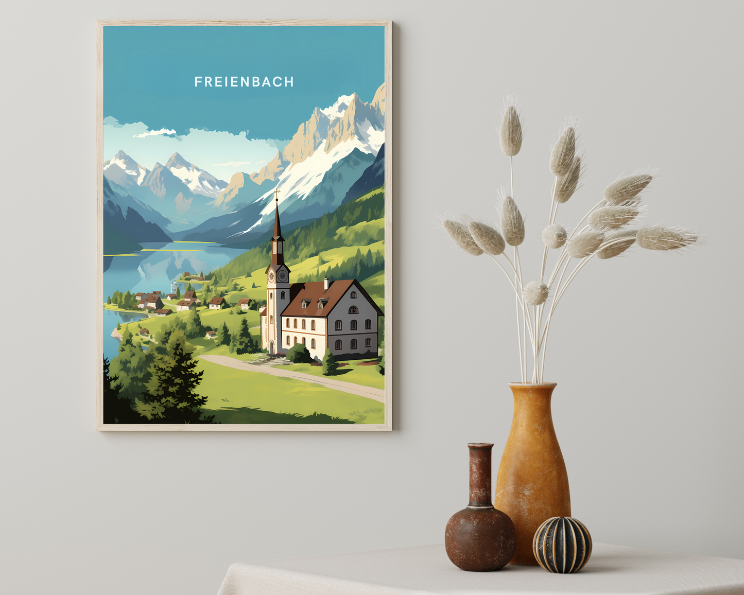 Freienbach Switzerland Travel Poster Print - Pitchers Design