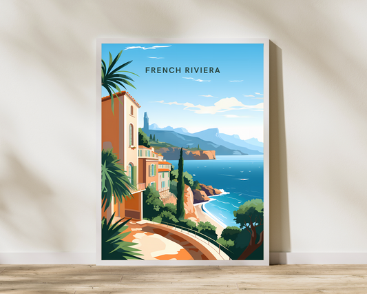 French Riviera France Travel Poster Print - Pitchers Design