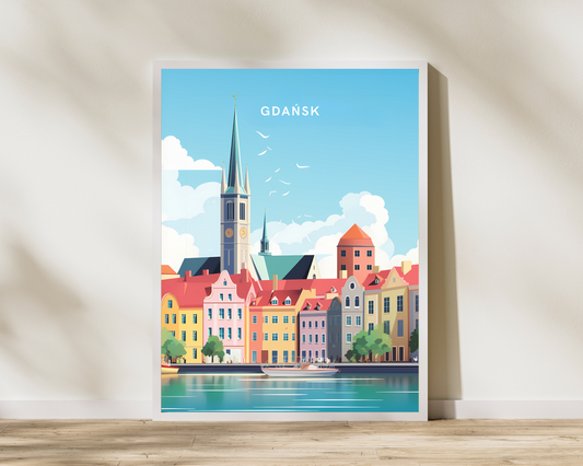 Gdansk Poland Travel Poster Print - Pitchers Design