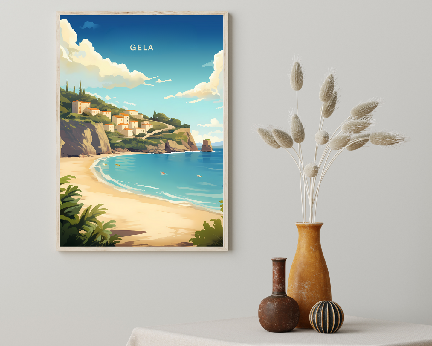 Gela Italy Travel Poster Print - Pitchers Design