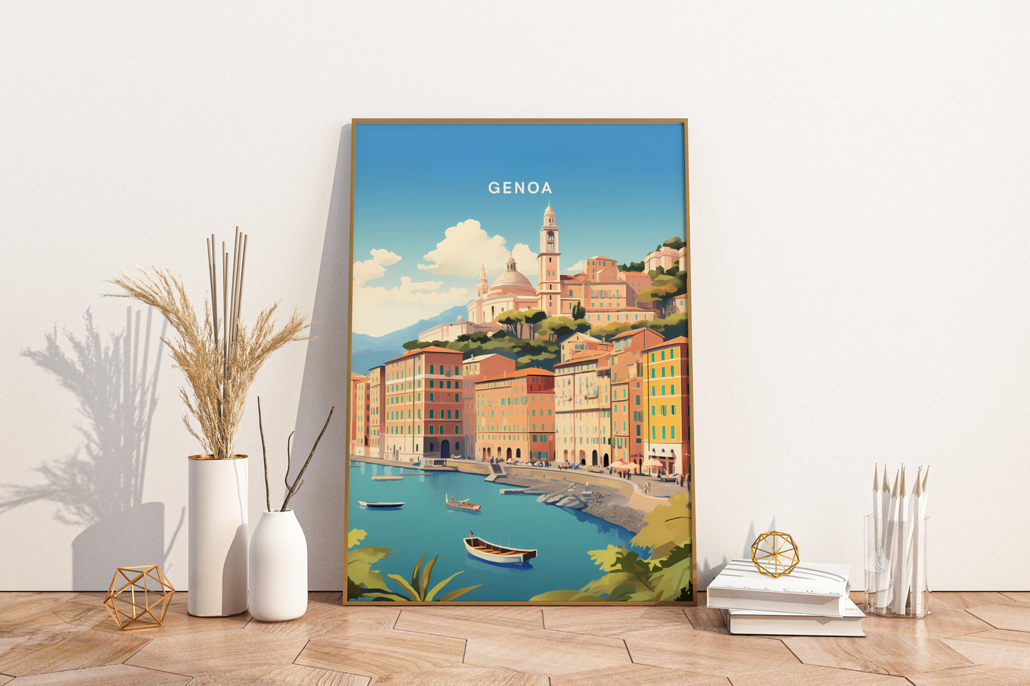 Genoa Italy Travel Print Poster - Pitchers Design