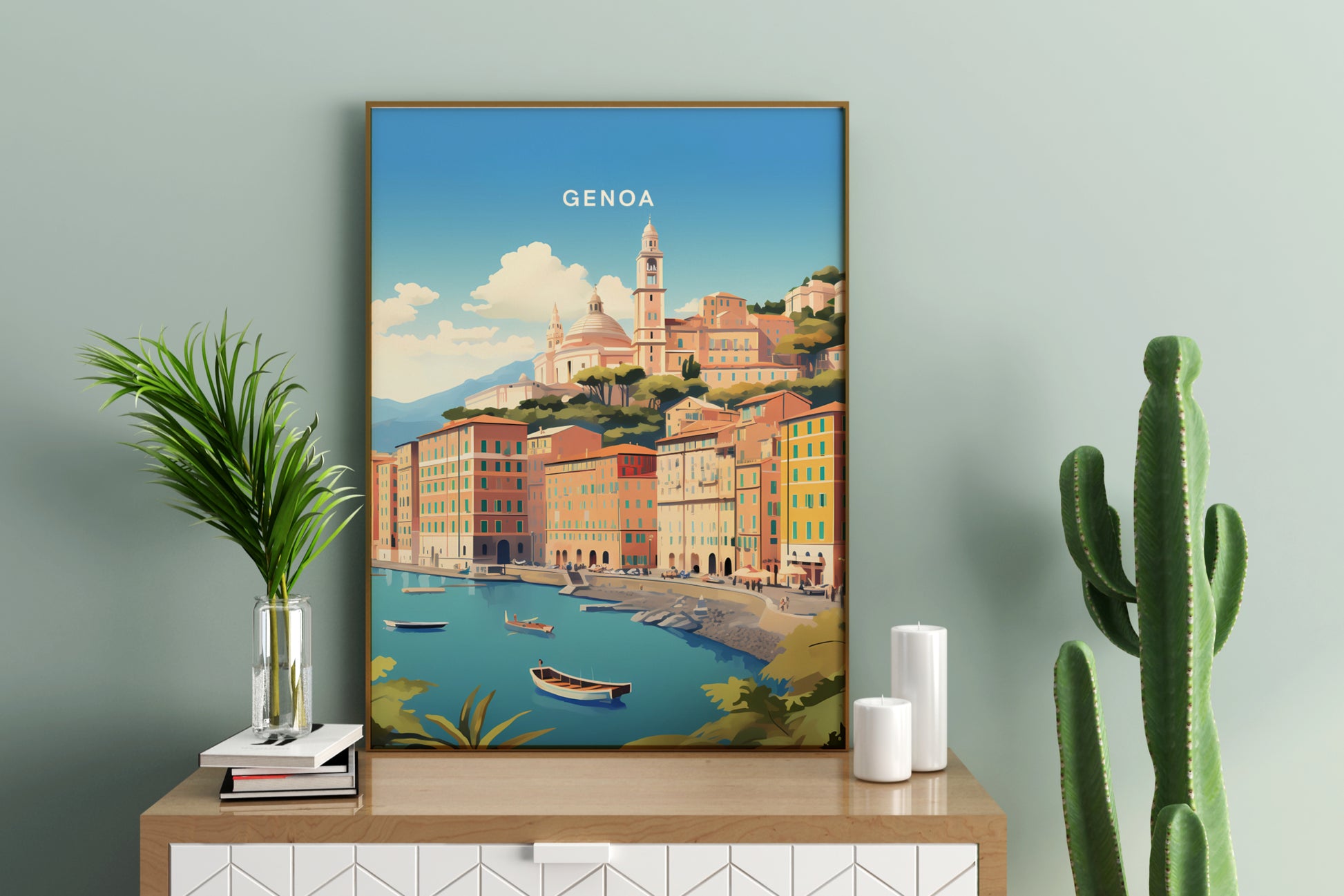 Genoa Italy Travel Print Poster - Pitchers Design