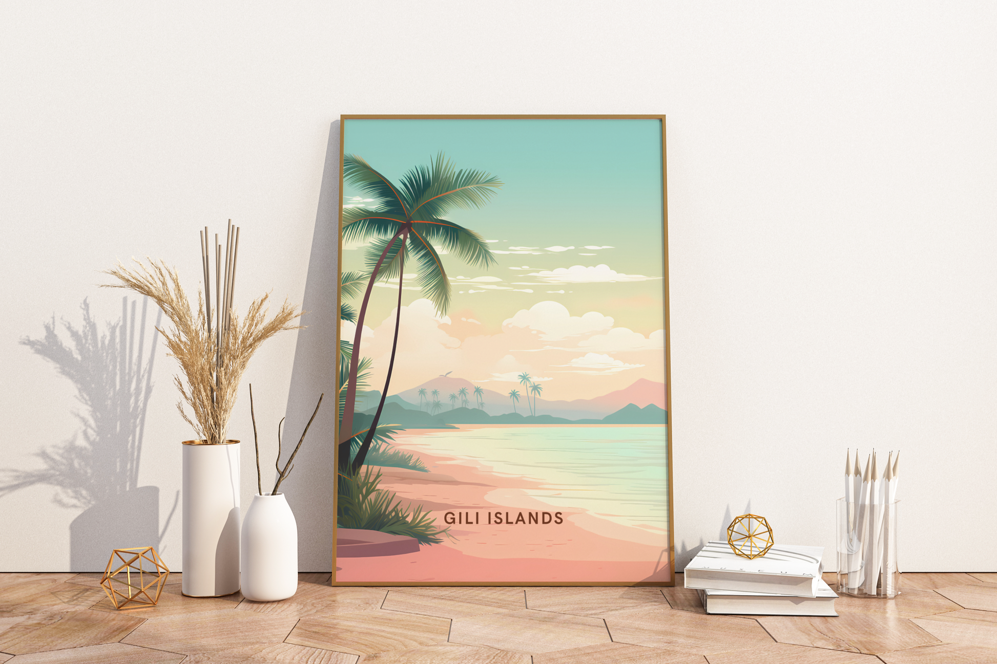 Gili Islands Indonesia Travel Print Poster - Pitchers Design