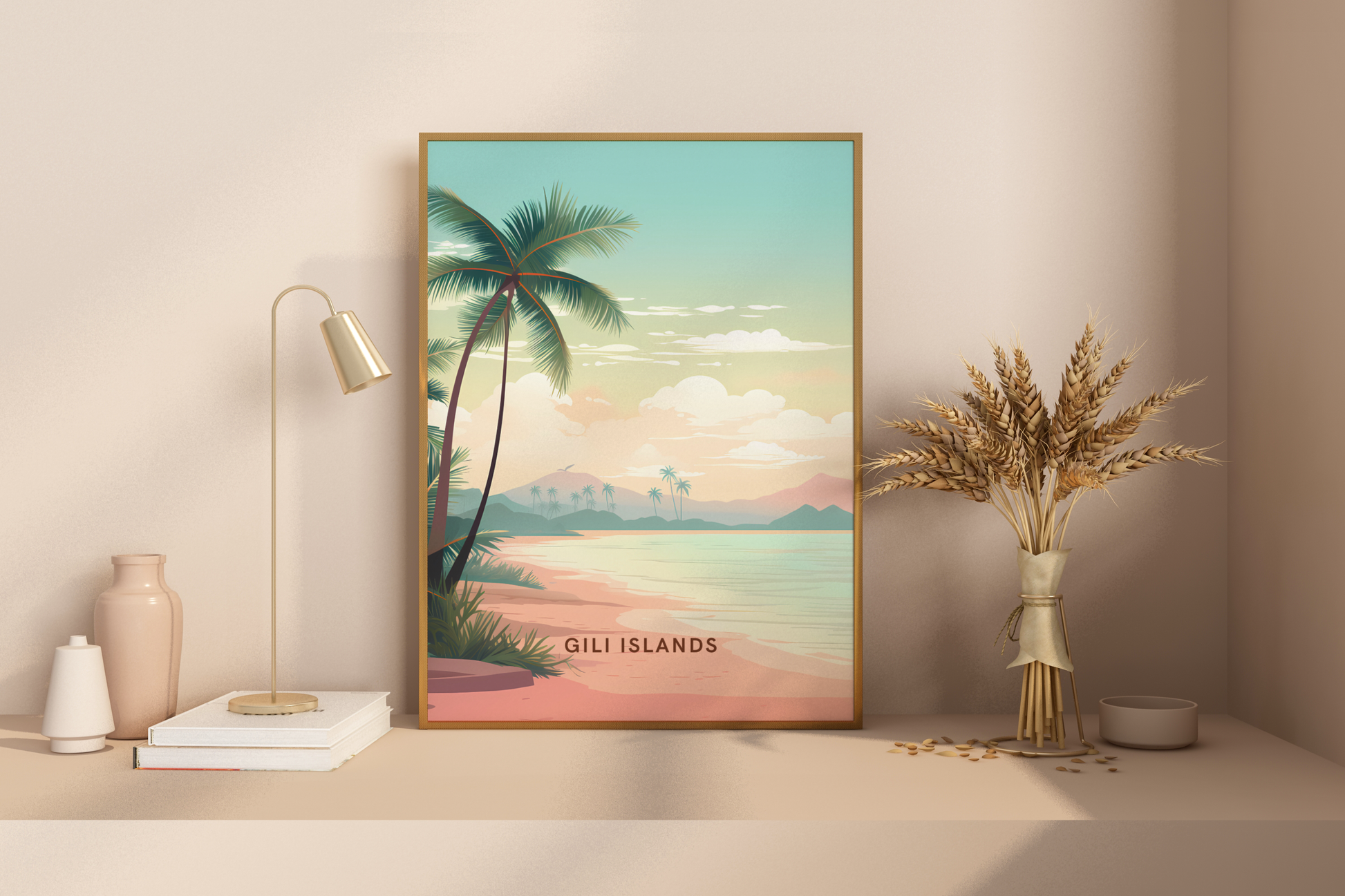 Gili Islands Indonesia Travel Print Poster - Pitchers Design