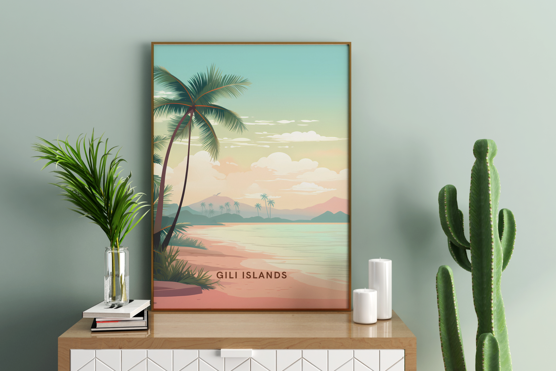 Gili Islands Indonesia Travel Print Poster - Pitchers Design