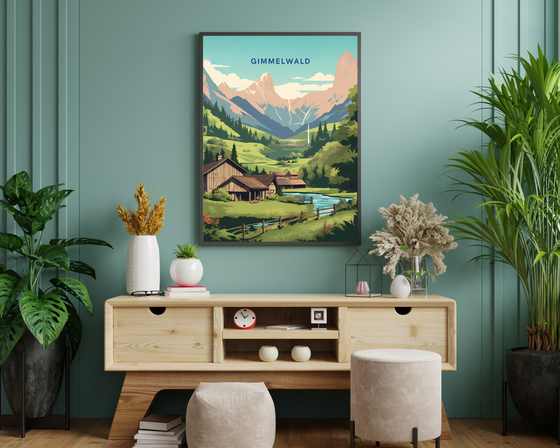 Gimmelwald Switzerland Travel Poster Print - Pitchers Design