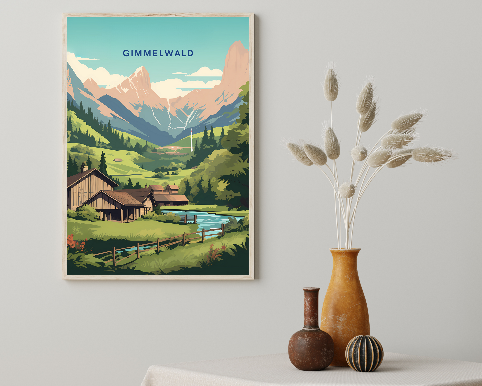 Gimmelwald Switzerland Travel Poster Print - Pitchers Design