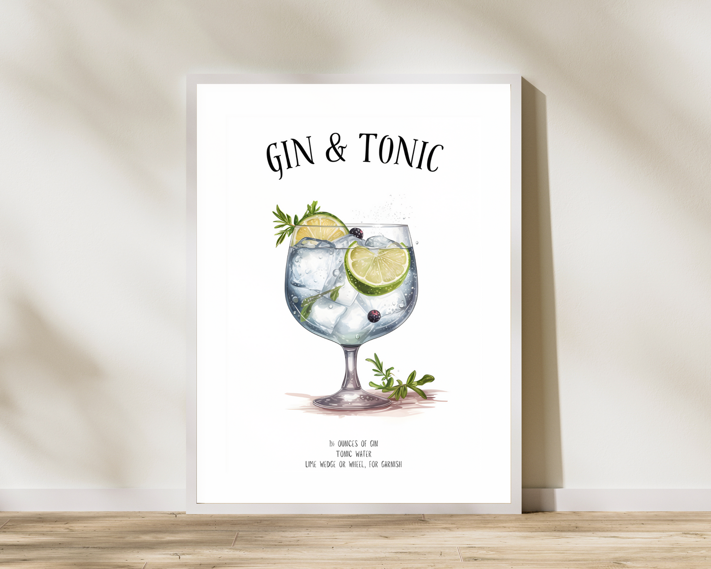 Gin & Tonic Cocktail Poster Print - Pitchers Design