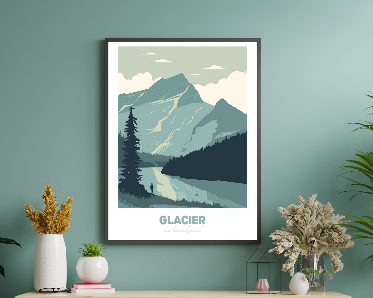 Glacier National Park Travel Poster Print - Pitchers Design