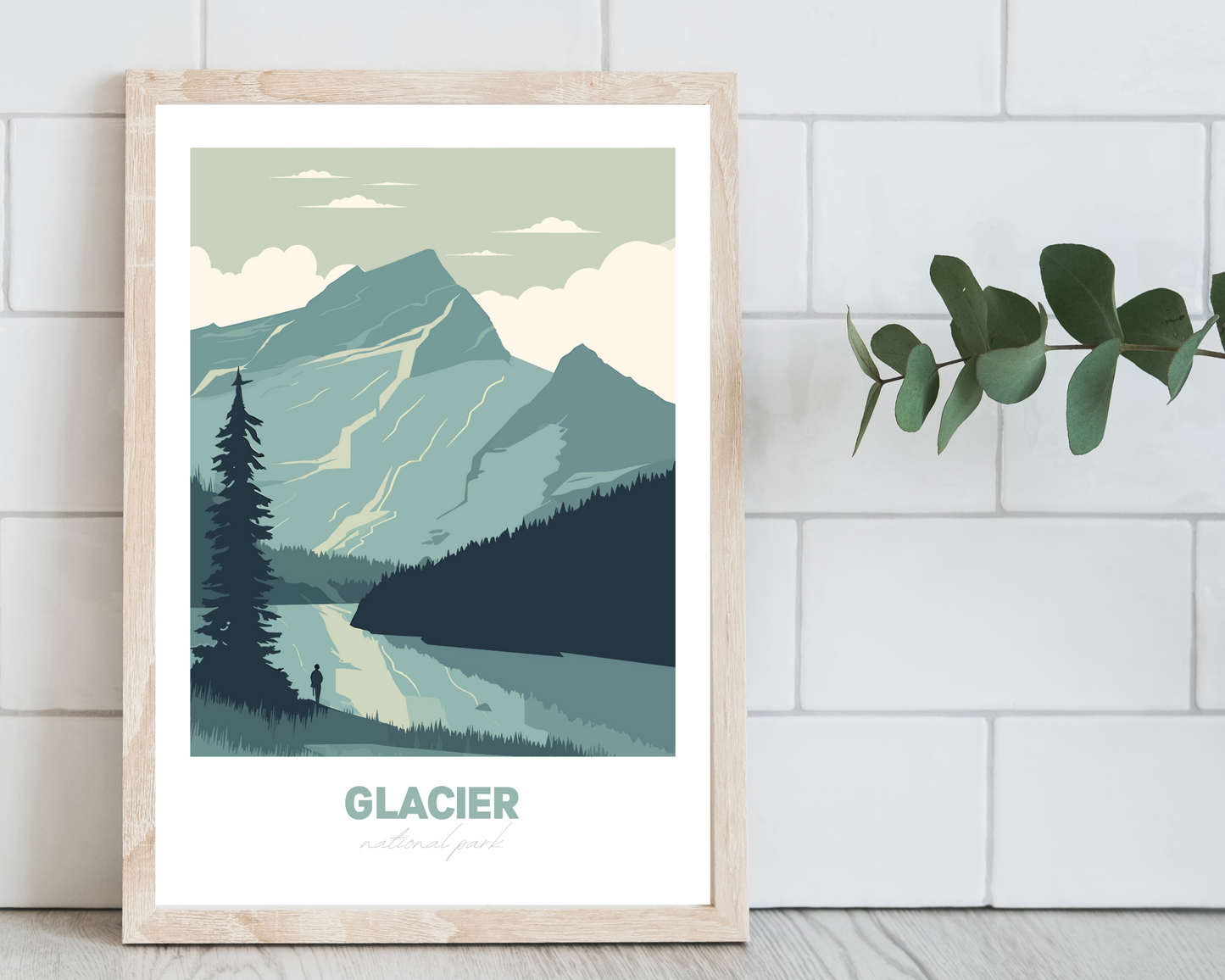 Glacier National Park Travel Poster Print - Pitchers Design