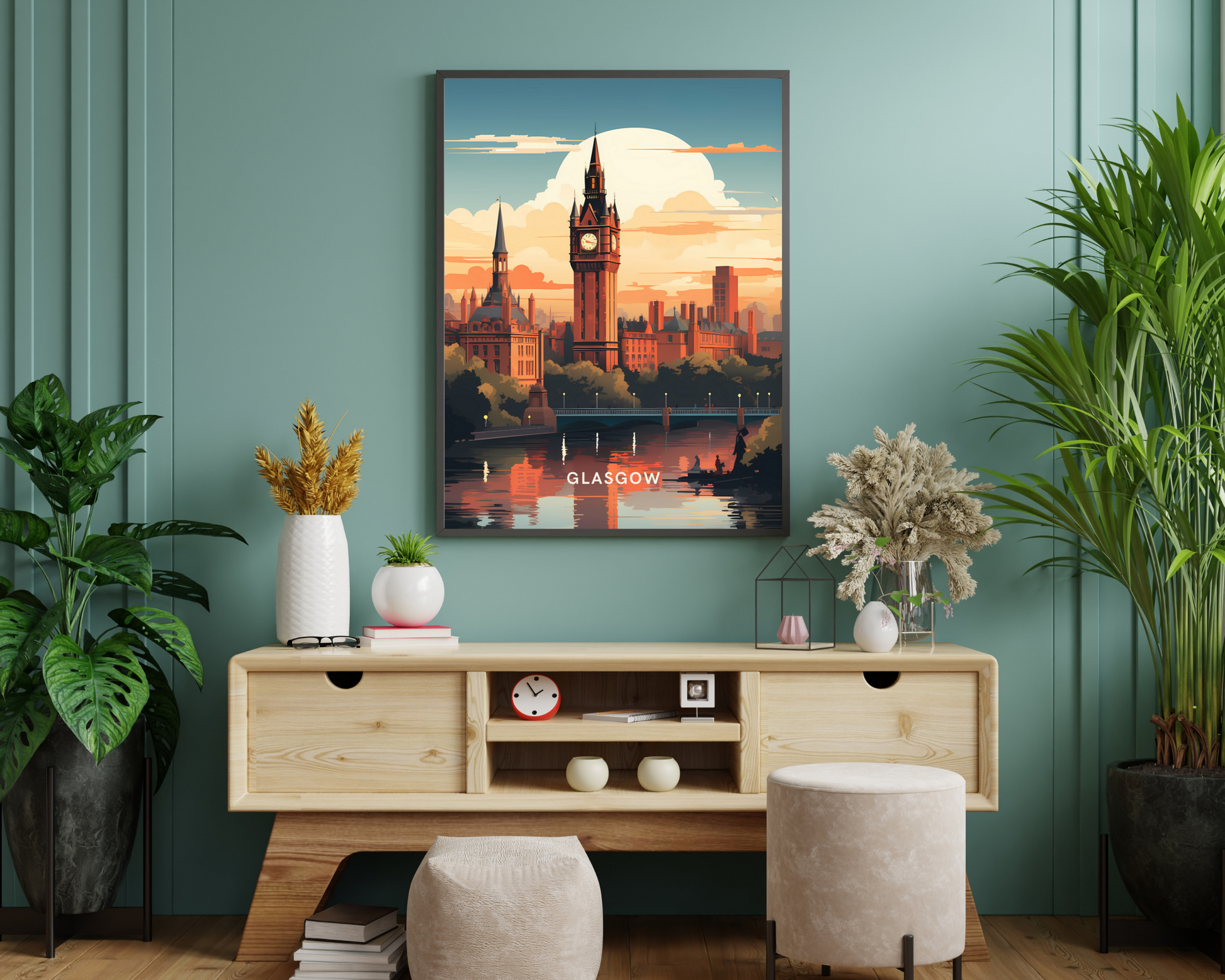 Glasgow Scotland Travel Poster Print - Pitchers Design