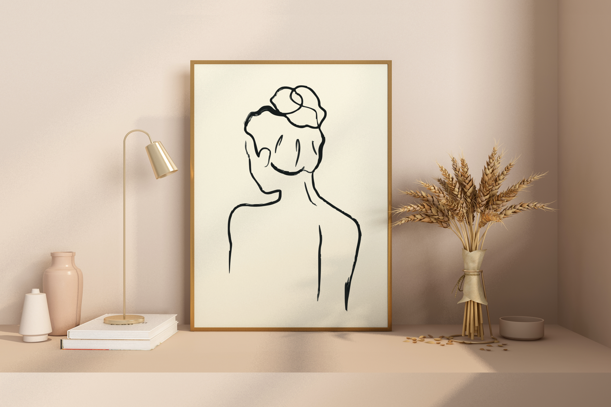 Abstract Female Figure Black Line Art No.13 Print Poster - Pitchers Design