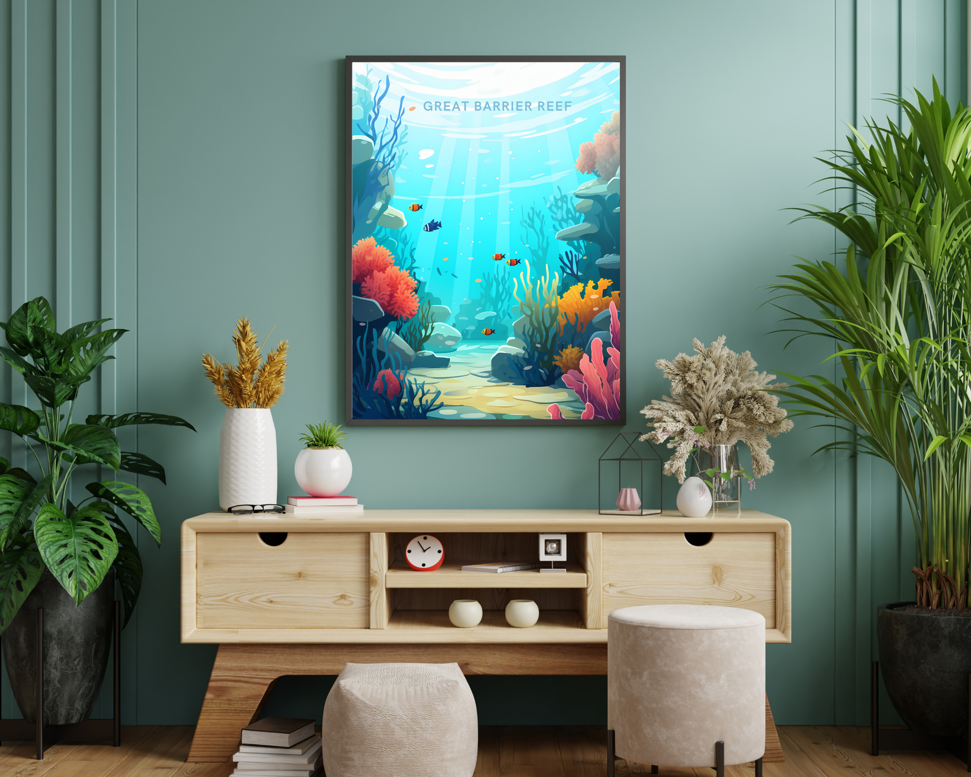 Great Barrier Reef Australia Travel Poster Print - Pitchers Design