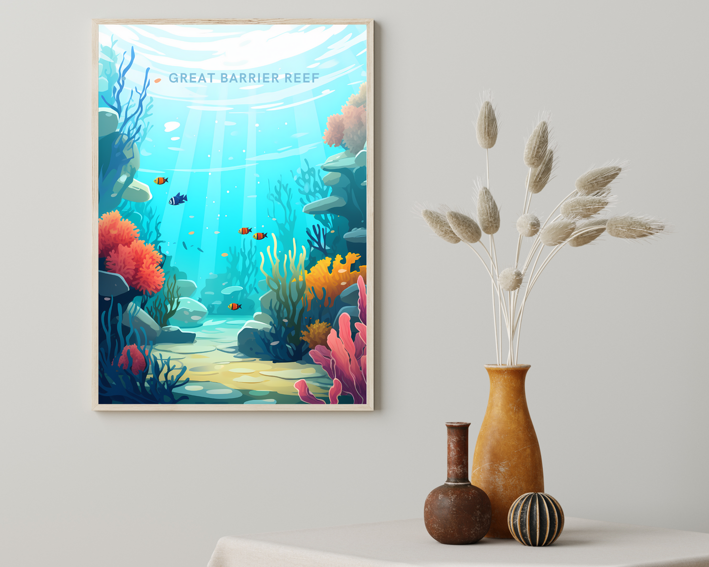 Great Barrier Reef Australia Travel Poster Print - Pitchers Design