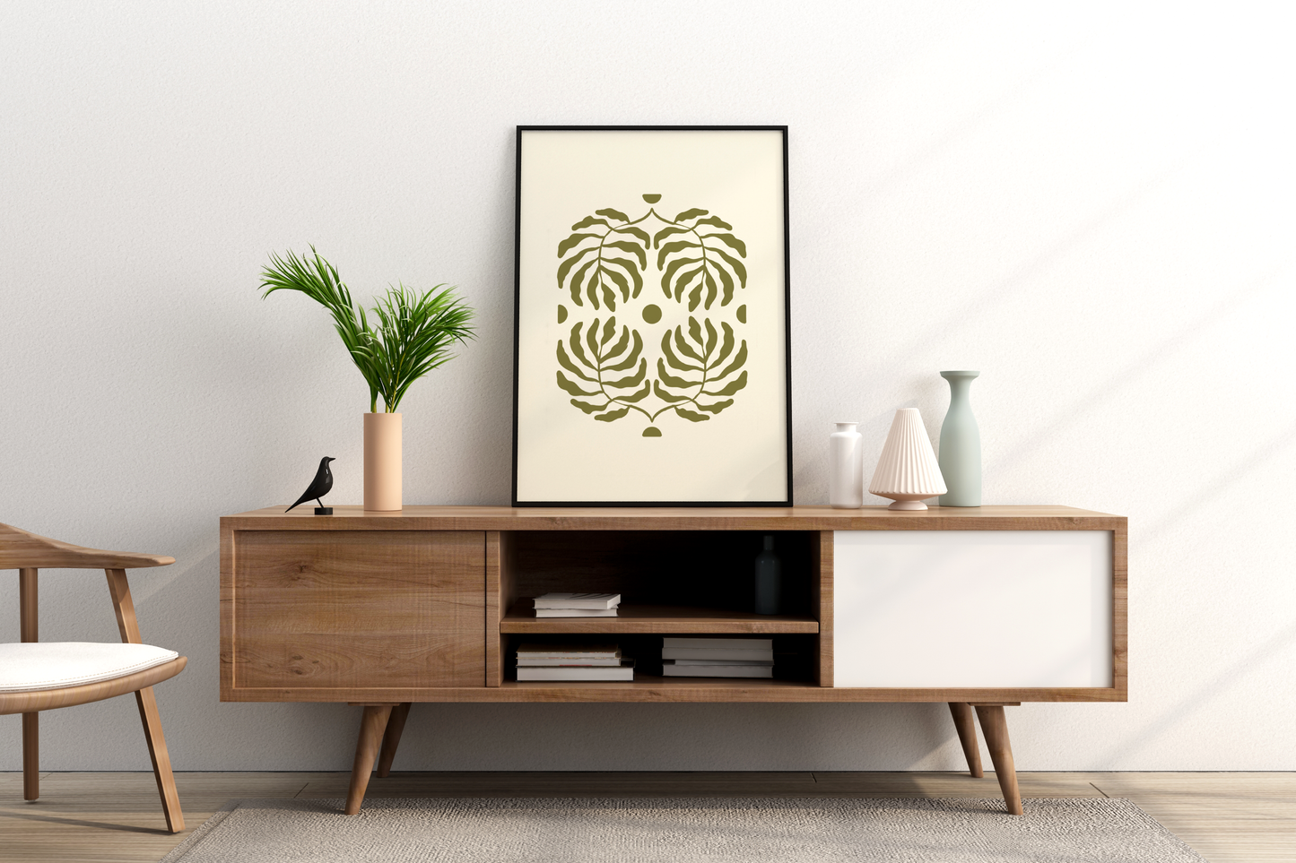 Green Leaves Abstract Art Print Poster - Pitchers Design