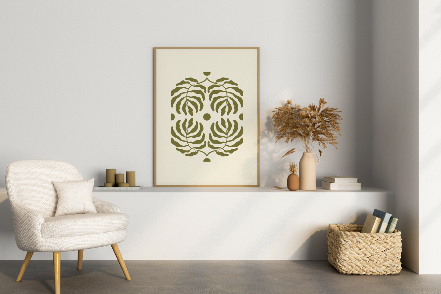 Green Leaves Abstract Art Print Poster - Pitchers Design